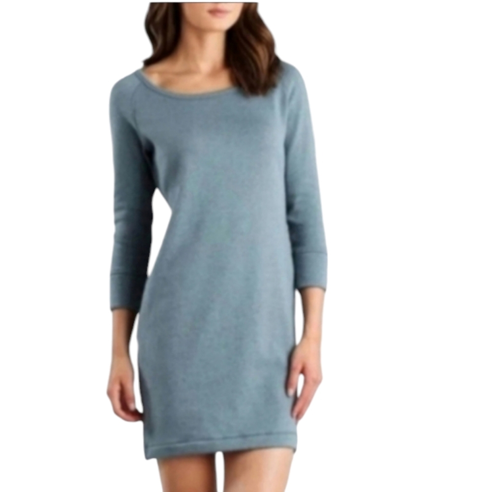 UGG Lirette Sweatshirt Dress in Heathered Blue Fleece Lined Half Sleeve Medium